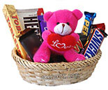 Love Teddy Bear with Chocolates Basket
