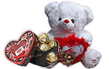 White Teddy Bear and Heart shaped gift Box