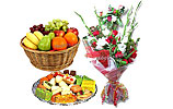 Mix Mithai (2KG) and Fruit Basket (5KG) and Bouquet Medium