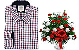 Check Cotton Shirt and Red/White Arrangement