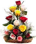 Multi Roses Cane Basket