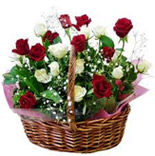 White and red Roses Basket