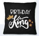 Birthday King Cushion - Black