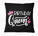 Birthday Queen Cushion - Black