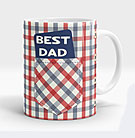 Best Dad  Mug- Red & Blue Check